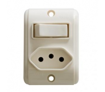 1 Tecla Marfim + Tomada Marfim (2P+T) 10A 250V